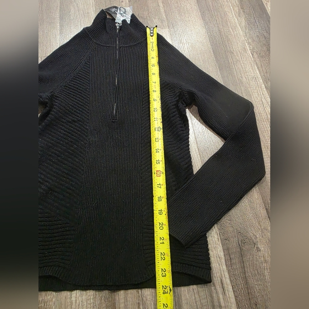 Nwt INC BLACK 1/4 ZIP HIGH NECK SWEATER RIBBED PREPPY 90S Y2K classy Cardigan - Picture 4 of 9